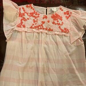 J. Marie Pink Floral Embroidered Blouse